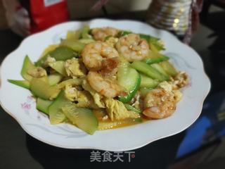 西葫芦虾仁炒鸡蛋的做法步骤:12