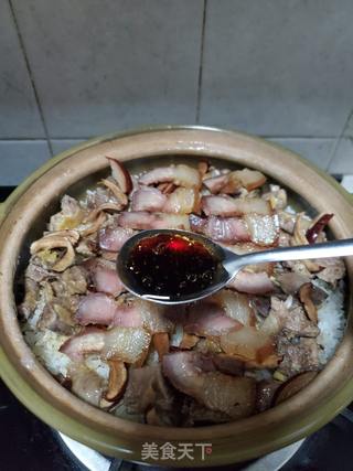 鸽子腊肉煲仔饭的做法步骤:14