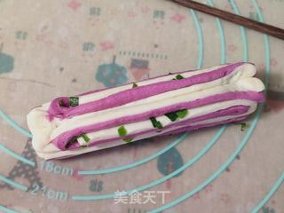 双色葱香花卷,筷子一扭就成的做法步骤:14