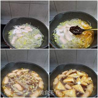 煎豆腐豆芽炖粉皮的做法步骤:7