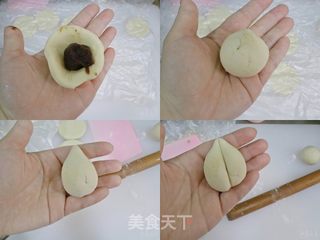 奶香寿桃包(红豆沙夹心)年夜饭甜点主食❗️的做法步骤:6