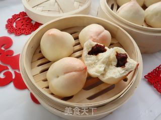 奶香寿桃包(红豆沙夹心)年夜饭甜点主食❗️的做法步骤:12