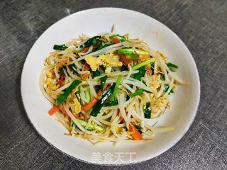 韭菜鸡蛋炒豆芽的做法步骤:13