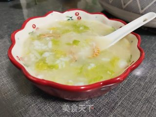 娃娃菜海鲜粥的做法步骤:15