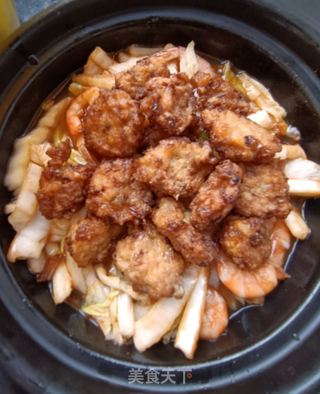 白菜福丸鲜虾煲的做法步骤:11