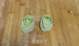 碧绿玫瑰馒头的做法步骤:7