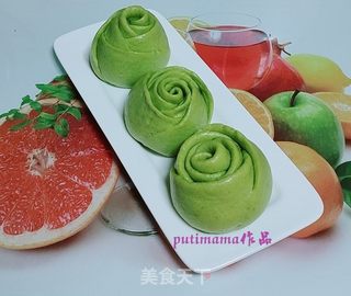 碧绿玫瑰馒头的做法步骤:9