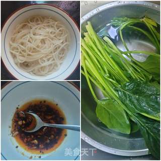 老干妈拌菠菜粉条的做法步骤：1