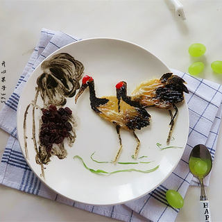 国画风趣味餐盘画