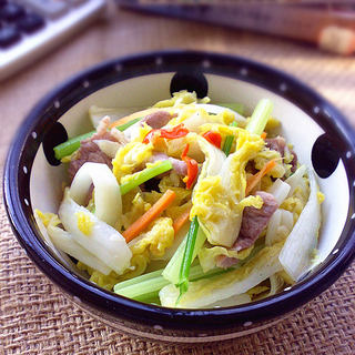 肉片炒白菜