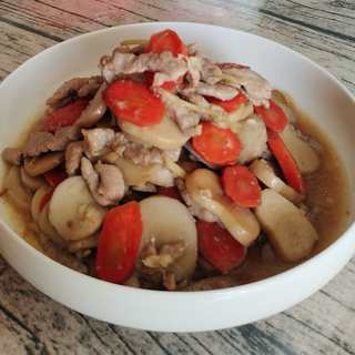 肉丝炒胡萝卜杏鲍菇